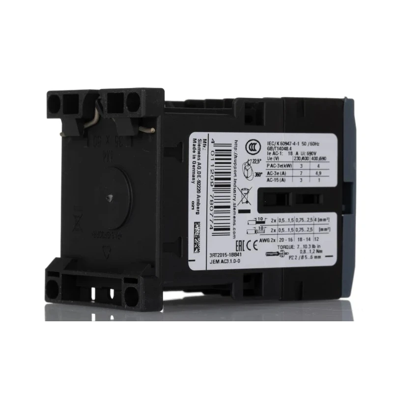 Siemens 3RT2 3-Pole Contactor, 24V dc Coil, 7 A, 3 kW Power Rating, 1 NO, 400V ac 3RT2015-1BB41