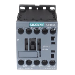 Siemens 3RT2 Motor Control Contactor with 110V AC Coil, 3 Pole, 7 A, 3 kW Power Rating 3RT2015-1AF01