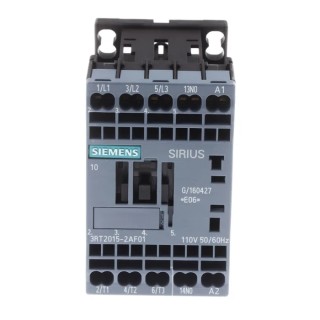 Siemens 3RT2 Contactor, Coil Voltage 110V AC, 3-Pole, Contact Current 7A, Power Rating 3kW, 3NO Auxiliary 3RT2015-2AF01