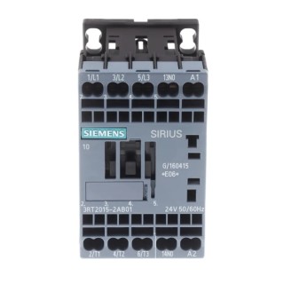 Siemens 3RT2015-2AB01 3RT2 Contactor, 24V AC Coil, 3-Pole, 7 A, 3 kW, 3 NO, 400V AC 3RT2015-2AB01