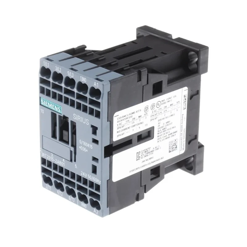 Siemens 3RT2015-2AB01 3RT2 Contactor, 24V AC Coil, 3-Pole, 7 A, 3 kW, 3 NO, 400V AC 3RT2015-2AB01