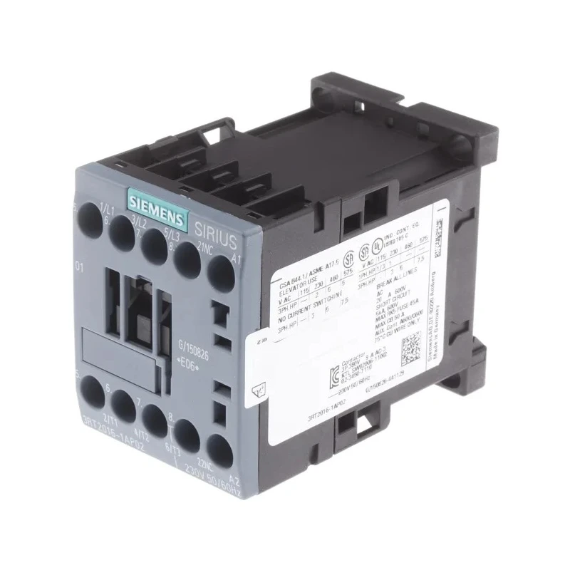 Siemens 3RT2 Contactor, 230V AC Coil Voltage, 3-Pole, 9 A Contact Current, 4 kW Power Rating, 3 NO, 400V AC 3RT2016-1AP02