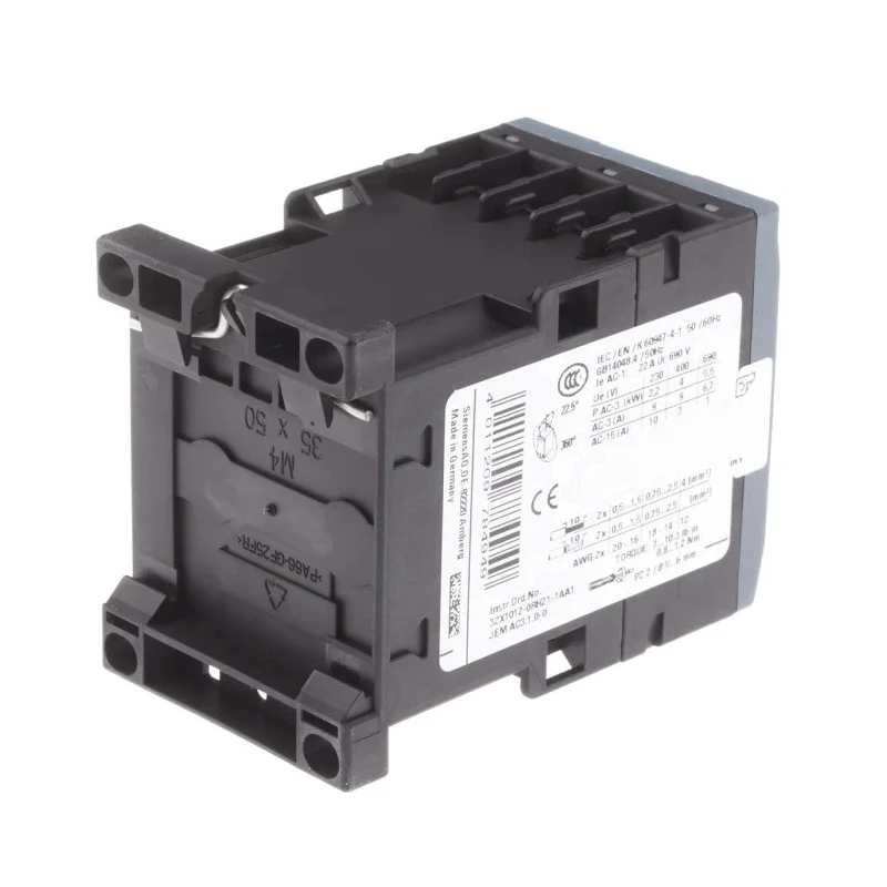 Siemens 3RT2 Contactor, 230V AC Coil Voltage, 3-Pole, 9 A Contact Current, 4 kW Power Rating, 3 NO, 400V AC 3RT2016-1AP02