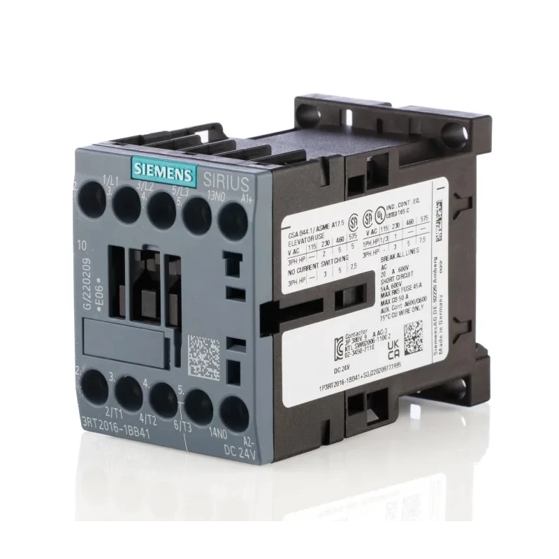 Siemens Power Contactor 24V DC Coil, 3-Pole, 9 A, 4 kW, Motor Control, 3RT2016-1BB41