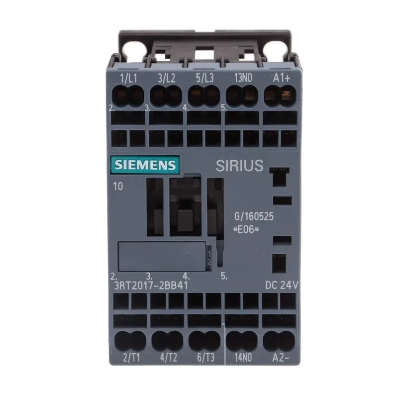 Siemens 3RT2 Motor Control Contactor, 24V dc Coil, 3-Pole, 12 A, 5.5 kW, 400V ac, 3 NO, DIN Rail Mount 3RT2017-2BB41