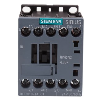 Siemens 3RT2 Contactor, 24V AC Coil, 3-Pole, 16 A, 7.5 kW Power Rating, 3 NO Contacts, 400V AC 3RT2018-1AB01