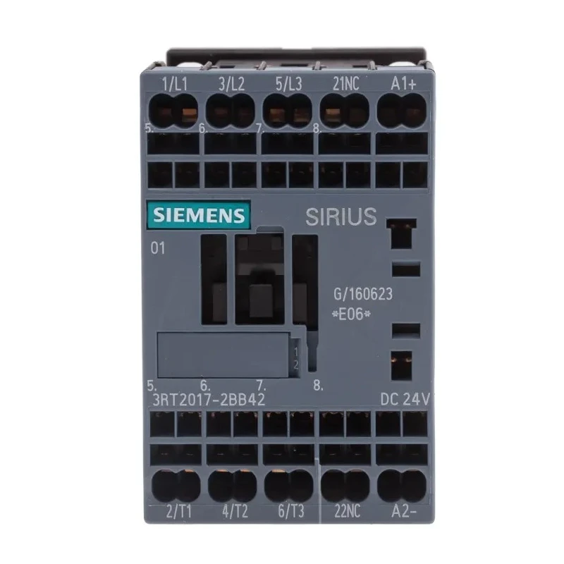 Siemens 3RT2 Motor Control Contactor 24V dc Coil, 3-Pole, 12 A, 5.5 kW, 3 NO, 400V ac 3RT2017-2BB42