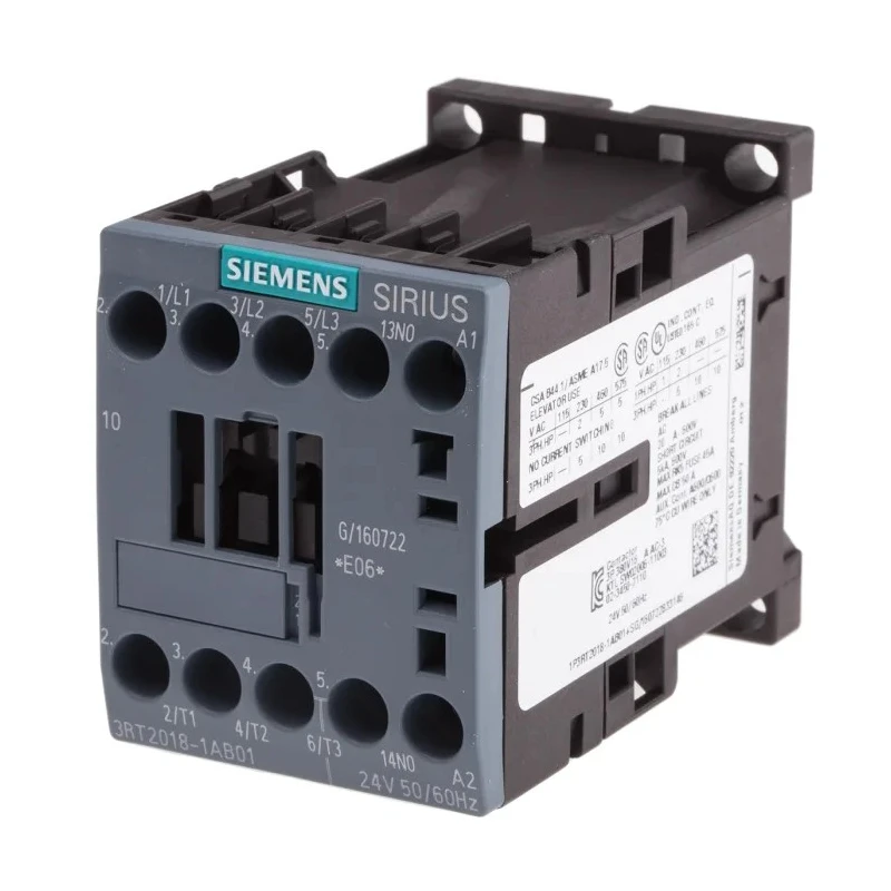 Siemens 3RT2 Contactor, 24V AC Coil, 3-Pole, 16 A, 7.5 kW Power Rating, 3 NO Contacts, 400V AC 3RT2018-1AB01