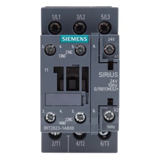 Siemens 3RT2 Contactor 24V AC Coil 3-Pole 9 A 4 kW Motor Control 3RT2023-1AB00