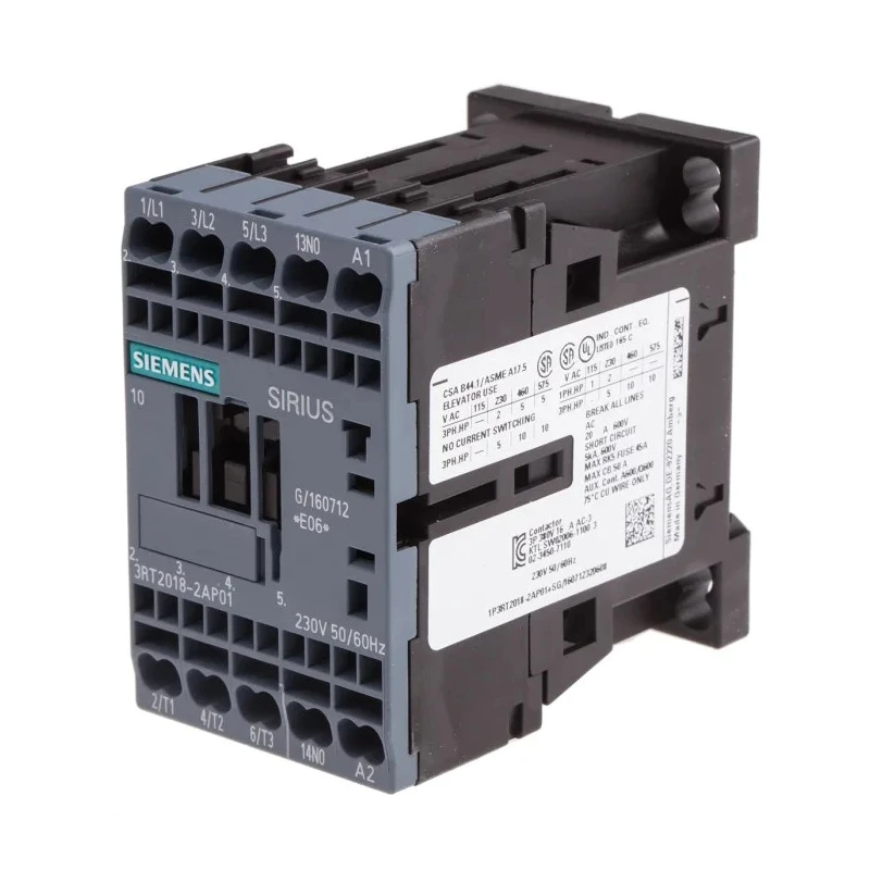 Siemens 3RT2 Contactor, 230V AC Coil, 3-Pole, 16 A, 7.5 kW Power Rating, 3 NO Contact Configuration, Model 3RT2018-2AP01
