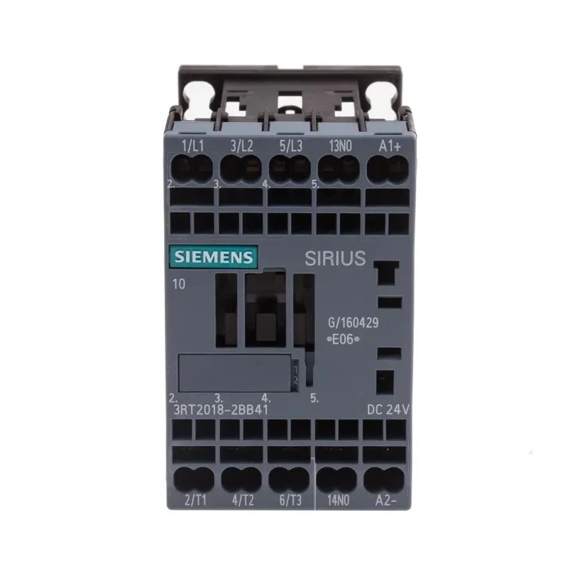 Siemens 3RT2 Contactor, 24V DC Coil, 3-Pole, 16A, 7.5 kW, 400V AC, DIN Rail Mount 3RT2018-2BB41