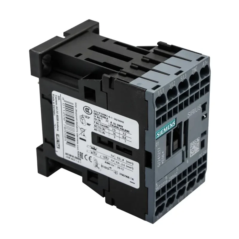 Siemens 3RT2 Contactor, 24V dc Coil, 3-Pole 16 A, 7.5 kW Motor Control Device 3RT2018-2BB42