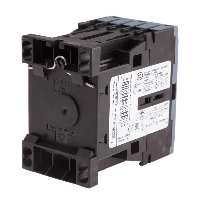 Siemens 3RT2 Contactor, 24V DC Coil, 3-Pole, 16A, 7.5 kW, 400V AC, DIN Rail Mount 3RT2018-2BB41