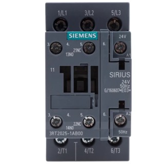 Siemens 3RT2 Contactor, 24V AC Coil, 3-Pole, 16A, 7.5 kW, Screw Clamp Terminals, 3RT2025-1AB00