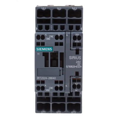 Siemens 3RT2 Series Contactor, 24V DC Coil, 3-Pole, 12A, 5.5kW, 400V AC 3RT2024-2BB40