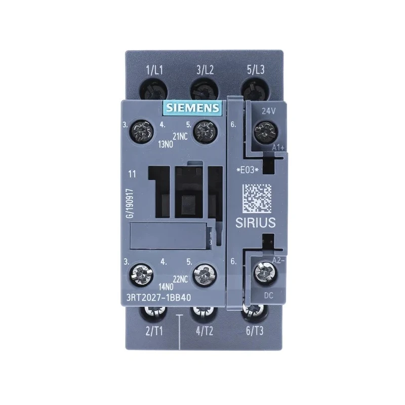 Siemens 3RT2027-1BB40 3-Pole Contactor, 24V DC Coil, 32A, 15 kW at 230V, 3 NO, 400V AC