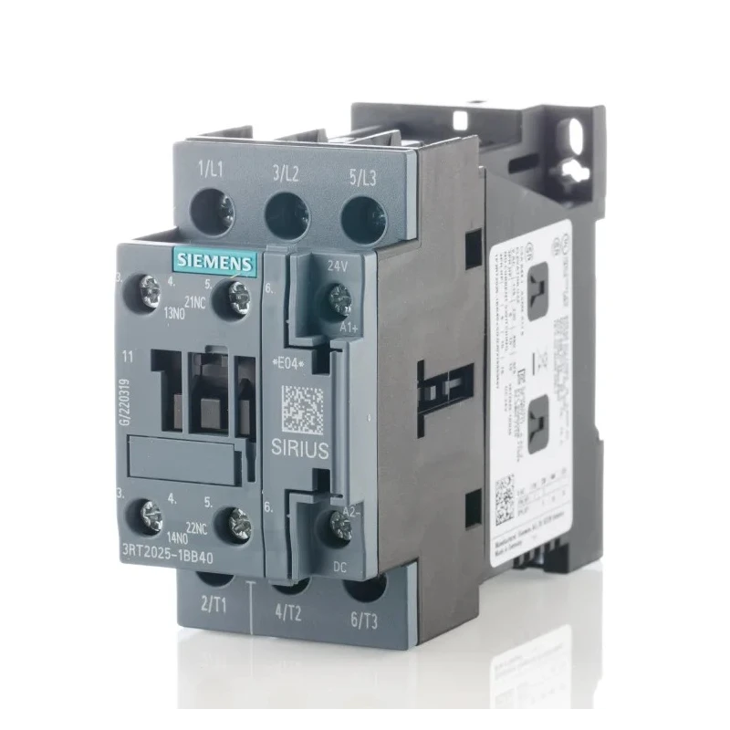 Siemens Size S0, 3RT2 Contactor, 24V DC Coil, 3-Pole, 17 A, 7.5 kW, 400V AC 3RT2025-1BB40