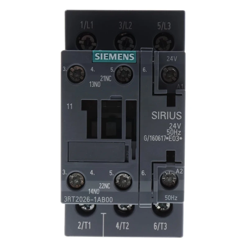 Siemens Contactor 3RT2 Series, 24V AC Coil, 3-Pole, 25 A, 11 kW, 3 NO, 400V AC 3RT2026-1AB00