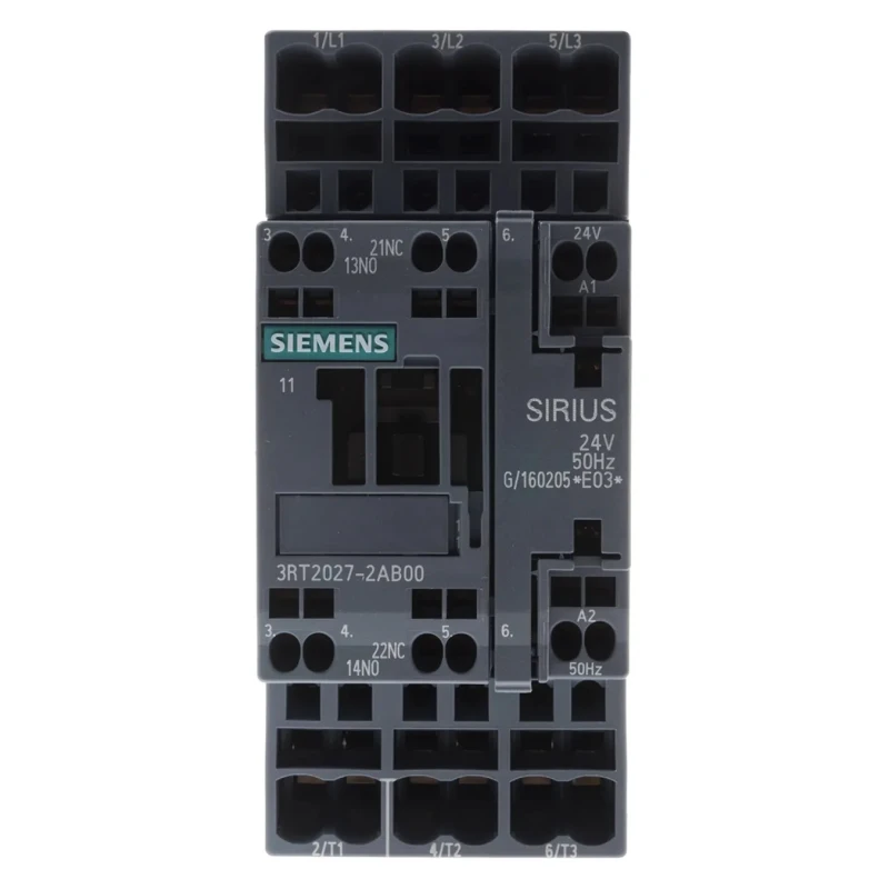 Siemens 3RT2 Motor Control Contactor, 3-Pole, 32 A, 15 kW, 24V AC Coil, 3 NO Contacts, 400V AC 3RT2027-2AB00