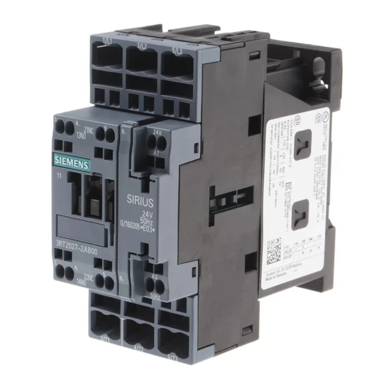 Siemens 3RT2 Motor Control Contactor, 3-Pole, 32 A, 15 kW, 24V AC Coil, 3 NO Contacts, 400V AC 3RT2027-2AB00