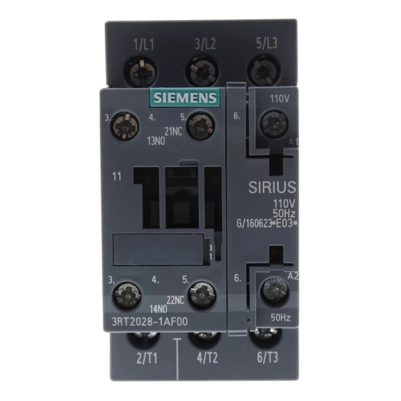 Siemens 3RT2028-1AF00 3-Pole Contactor, 110V AC Coil, 38A, 18.5 kW Power Rating, 3 NO, 400V AC