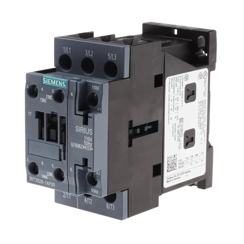 Siemens 3RT2028-1AF00 3-Pole Contactor, 110V AC Coil, 38A, 18.5 kW Power Rating, 3 NO, 400V AC