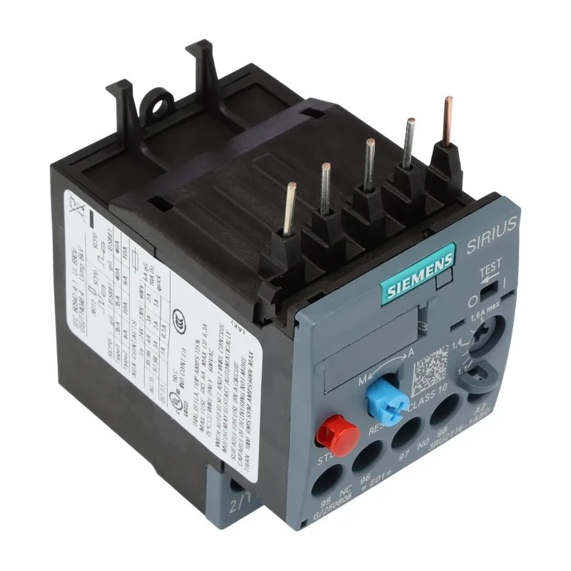 Siemens SIRIUS 3RU2 Thermal Overload Relay 1 NO/1 NC, Adjustable Current 1.1 to 1.6 A, 1.6 A Contact Rating 3RU2116-1AB0