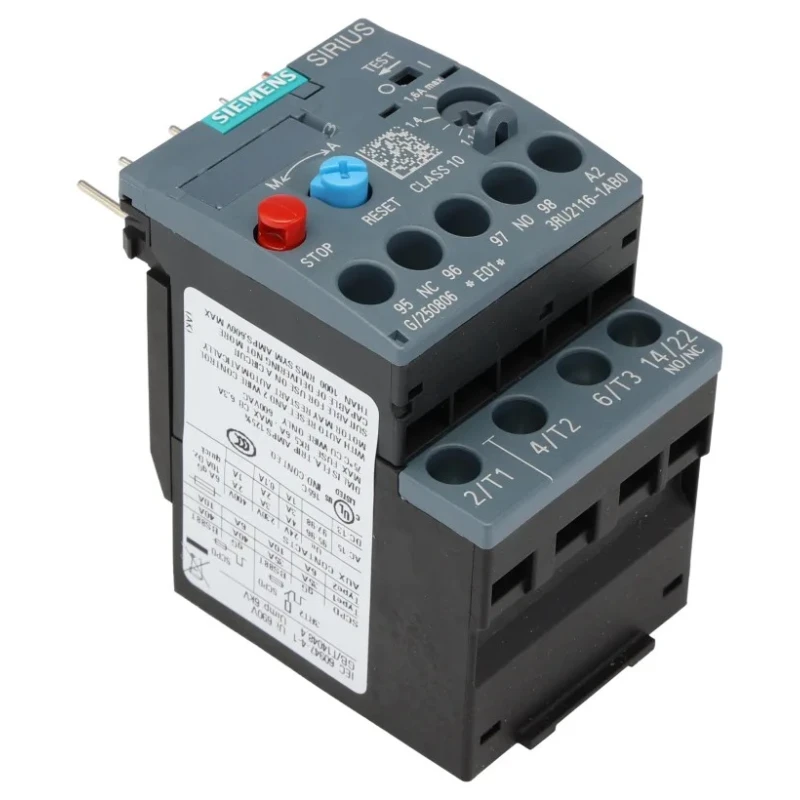 Siemens SIRIUS 3RU2 Thermal Overload Relay 1 NO/1 NC, Adjustable Current 1.1 to 1.6 A, 1.6 A Contact Rating 3RU2116-1AB0