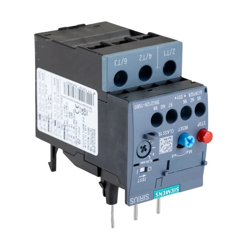 Siemens SIRIUS 3RU2 Thermal Overload Relay 1 NO/1 NC, Adjustable Current 4.5-6.3A, 6.3A Contact Rating, 4 kW 3RU2126-1GB0