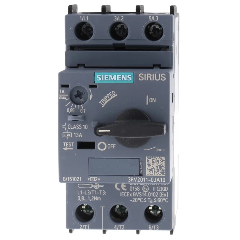 Siemens Motor Protection Circuit Breaker 700 mA 1 A, Magnetic Sensing, 690 V, IP20, -20°C to 60°C 3RV2011-0JA10