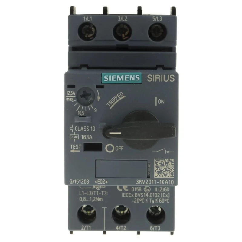 Siemens Motor Protection Circuit Breaker 12A 9A 690V Magnetic Sensing 3RV2011-1KA10