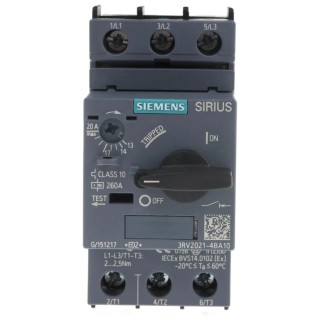 Siemens Motor Protection Circuit Breaker 14, 20 A Current Rating, 690V Supply Voltage, 3 Poles, Magnetic 3RV2021-4BA10