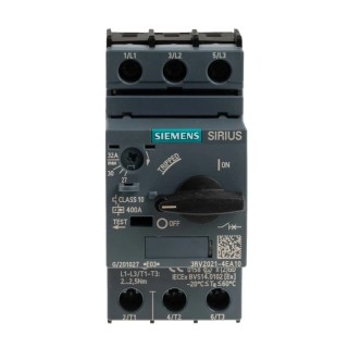 Siemens 3RV2 Motor Protection Circuit Breaker 27A-32A, 690V, 3 Poles, Magnetic Sensing, IP20, -20°C to 60°C 3RV2021-4EA10