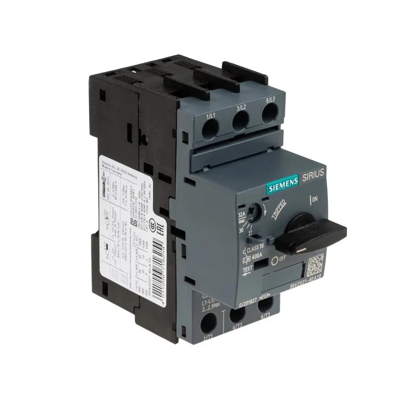 Siemens 3RV2 Motor Protection Circuit Breaker 27A-32A, 690V, 3 Poles, Magnetic Sensing, IP20, -20°C to 60°C 3RV2021-4EA10