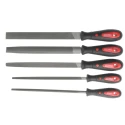 RS PRO 200 mm Bastard Engineers File Set 5 Pieces with Ergonomic Soft-Grip Handles Model 161-1464