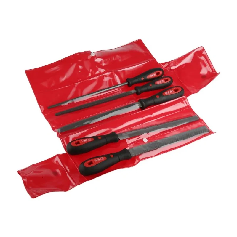 RS PRO 200 mm Bastard Engineers File Set 5 Pieces with Ergonomic Soft-Grip Handles Model 161-1464