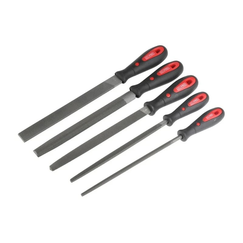 RS PRO 200 mm Bastard Engineers File Set 5 Pieces with Ergonomic Soft-Grip Handles Model 161-1464