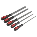 RS PRO 200 mm Bastard Engineers File Set 5 Pieces with Ergonomic Soft-Grip Handles Model 161-1464