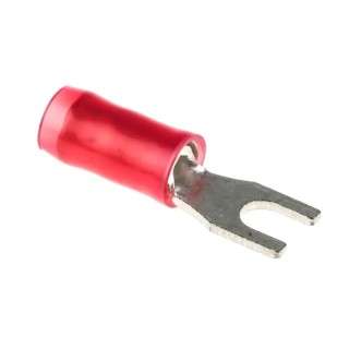 TE Connectivity PIDG Insulated Fork Terminal 22 AWG to 16 AWG M2.5 Stud Size Nylon Red 130521