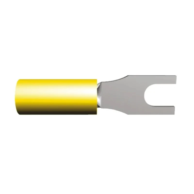TE Connectivity PIDG Insulated Fork Terminal 12 AWG to 10 AWG Nylon Yellow M4 Stud Size 130496