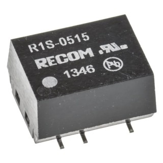 Recom 1W Surface Mount DC/DC Converter 15V DC Output 66mA 4.5–5.5V Input R1S-0515