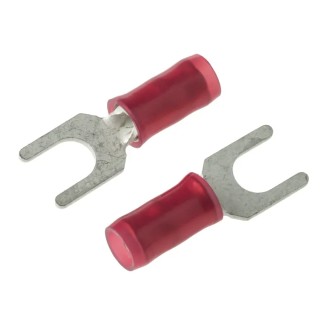 TE Connectivity PIDG Insulated Fork Terminal 22 AWG to 16 AWG M4 Stud Size Nylon Red 130516