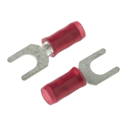 TE Connectivity PIDG Insulated Fork Terminal 22 AWG to 16 AWG M4 Stud Size Nylon Red 130516