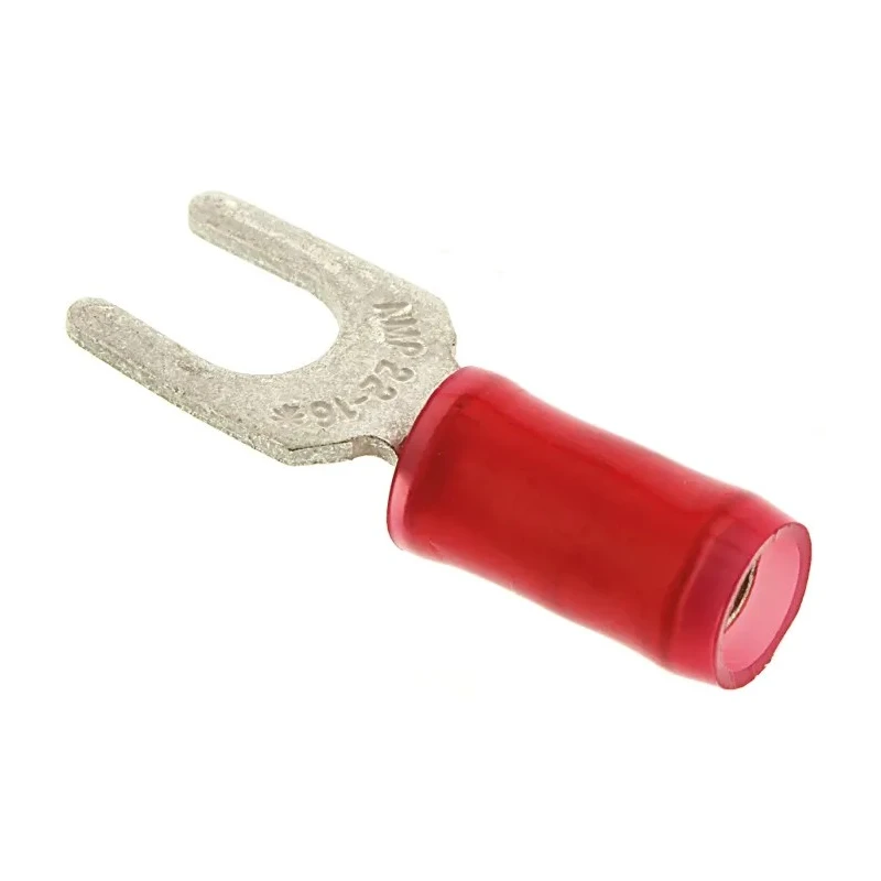 TE Connectivity PIDG Insulated Fork Terminal 22 AWG to 16 AWG M4 Stud Size Nylon Red 130516