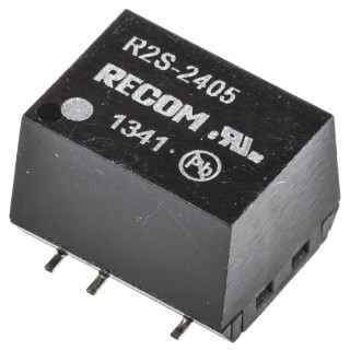 Recom DC/DC Converter 5V DC 400mA, 24V DC Input, 2W Power, Surface Mount, 8-Pin, Max Temp 100°C R2S-2405