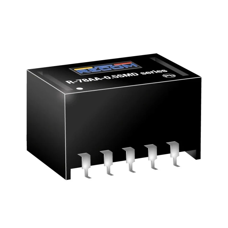 Recom Switching Regulator Surface Mount 5V DC Output Voltage 500mA Output Current 2.5W Power R-78AA5.0-0.5SMD
