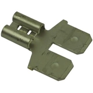 TE Connectivity 0.312 Black Uninsulated Male/Female Spade Connector, Crimp, 6.35 x 0.81 mm Tab Size 26 AWG to 8 AWG 61765-2