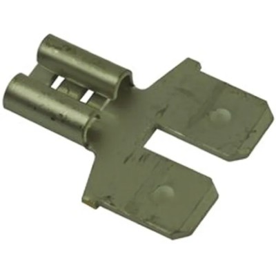 TE Connectivity 0.312 Black Uninsulated Male/Female Spade Connector, Crimp, 6.35 x 0.81 mm Tab Size 26 AWG to 8 AWG 61765-2