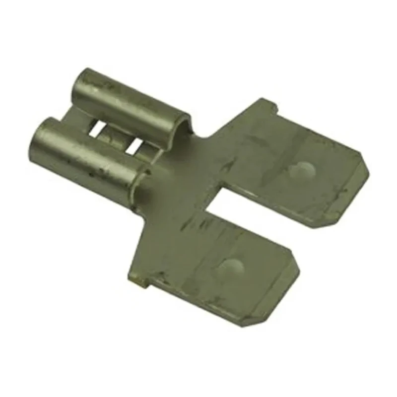 TE Connectivity 0.312 Black Uninsulated Male/Female Spade Connector, Crimp, 6.35 x 0.81 mm Tab Size 26 AWG to 8 AWG 61765-2