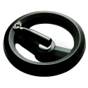 RS PRO Black Fibreglass Reinforced Technopolymer Spoked Fold Down Handle Hand Wheel 100mm Diameter 161-2003